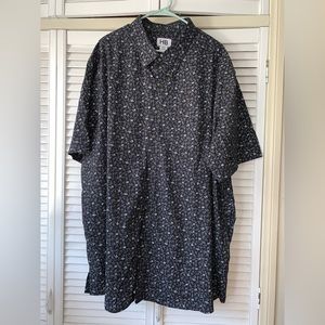 Harbor Bay Black Button Down Short Sleeve Shirt Plus Size